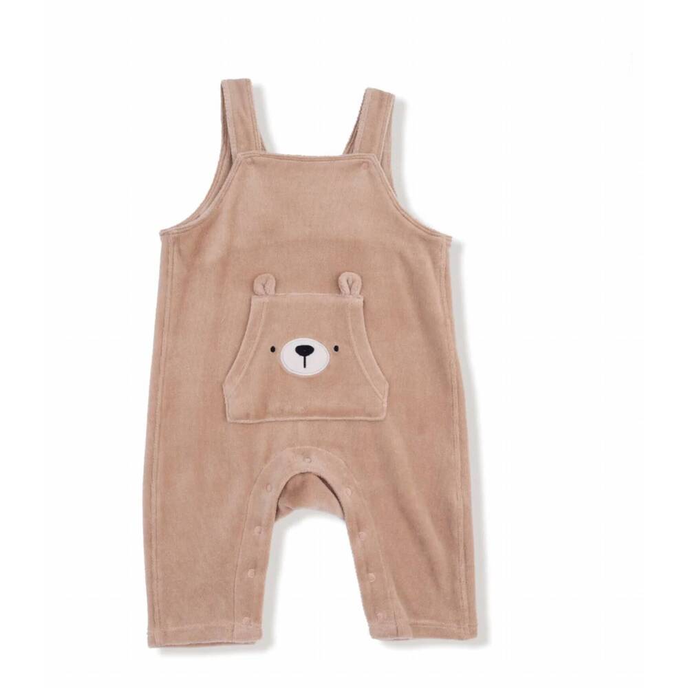 NEW ANGEL DEAR kids velour teddy bear overalls in brown